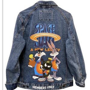 SPACE JAM NWT Denim Graphic Jacket Members Only, Size Small, New With Tags